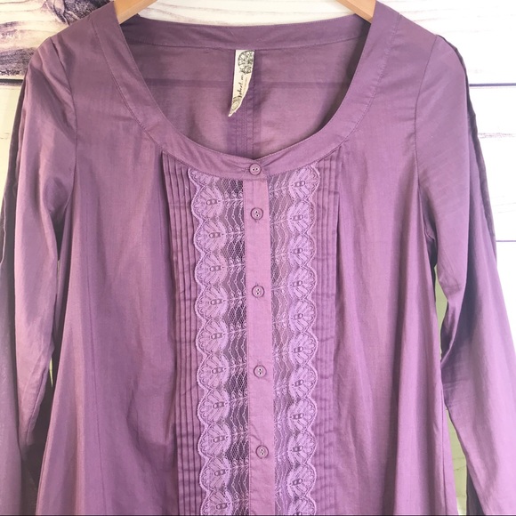 Free People Purple Long Tunic Blouse - Picture 3 of 8